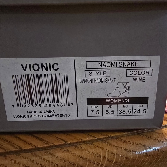 Vionic Plum Suede Ankle Boots with Snakeskin Accent - Picture 4 of 4